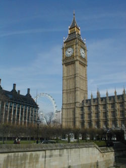 Parliament, with the London Eye visible in the background.