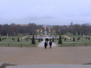 The terrace gardens, looking down from the palace, towards the park.