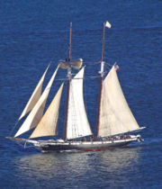 A two-masted schooner