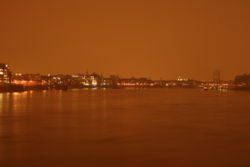 View of River thames from Limehouse on a Autumn Evening