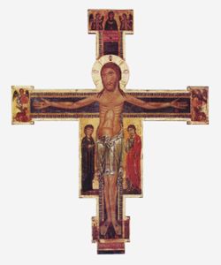 The Crucifix, bearing the image of Jesus suffering on a cross, often serves as a symbol of the Catholic Church, in contrast with some other Christian communions, which use only a cross.