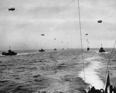 Landing craft convoy crossing the English Channel in 1944