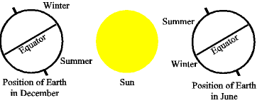 Fig. 2As the Earth revolves around the Sun, the seasons in the northern and southern hemispheres are opposite.