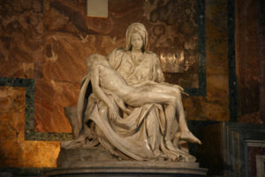 Michelangelo's Pietà was carved in 1499, when the sculptor was 24 years old.