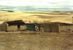 Decorated houses, Drakensberg Mountains.