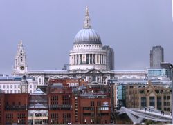 St Paul's from across the Thames, over the top of surrounding postwar construction.