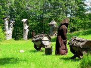 Wooden hives in Stripeikiai in Lithuania