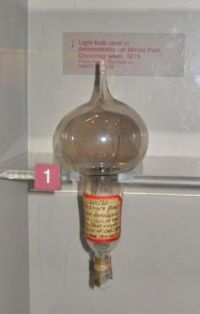 Thomas Edison's first light bulb used to demonstrate his invention at Menlo Park.