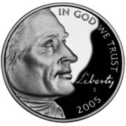 Jefferson commemorated on the 2005 U.S. Nickel.