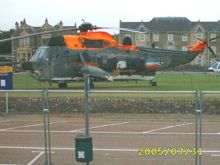 Deutsche Marine Sea King 41 from MFG5 in "30 years of the Sea King" special paint scheme at the Beach Gardens during 2005 International HeliDays