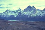 View of the mountains in the countryside just outside of Punta Arenas, Chile.