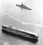 The first full-length flat deck, HMS Argus in 1918