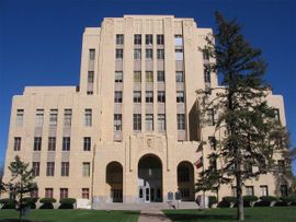 The Potter County Courthouse contains the offices of the county judge and clerk.