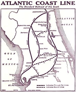 1914 map of the lines through Florida