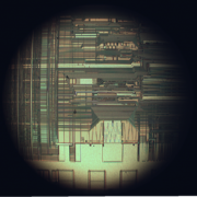 Upper interconnect layers on an Intel 80486DX2 microprocessor die.