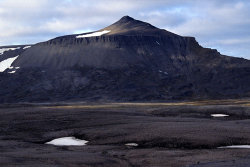 Miseryfjellet is the highest point in the mountainous southern part of Bjørnøya, about 536 metres above sea level