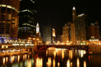 The Chicago River at night