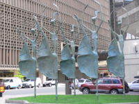 A public art display, The Ballet Dancers  downtown.