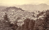 Simla (now Shimla), India, in 1865.  Simla was a  well-known hill station which Kipling visited every summer from 1885 to 1888.  Christ Church is on the right.