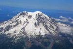 Descending from the summit ice cap, Tahoma Glacier is flanked by Puyallup and South Tahoma Glaciers