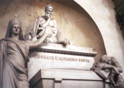 The memorial tomb for Dante Alighieri at Basilica di Santa Croce in Florence.