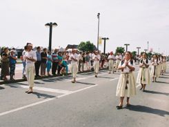 Traditional festival dress during a parade.