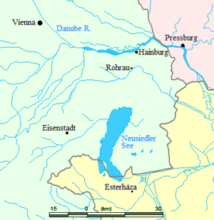 Map showing locations where Haydn lived or visited. For discussion, see Joseph Haydn: geographic key