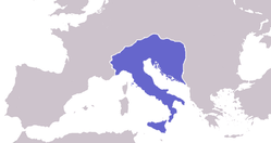 The Kingdom of the Ostrogoths, which succeeded the Western Roman Empire.  By the time of Augustus' abdication, imperial authority did not extend beyond Italy.