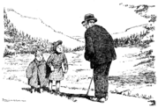 Wee Donald Angus. "Please, Sirr, what time wull it be?" Literal Gentleman. "When?" Cartoon from Punch magazine, August 25th 1920