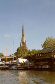 St Mary Redcliffe church and the Floating Harbour, Bristol