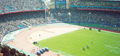 Track and field events in Stadium Australia (now Telstra Stadium) during the 2000 Summer Olympics.