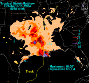 Rainfall totals from Matthew