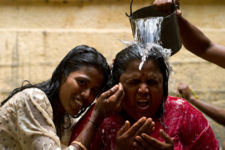 A Hindu ablution as practiced in Tamil Nadu.