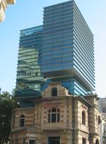 The headquarters of the Romanian Architects' Association, built on the ruins of the Direcţia V Securitate