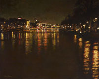 River Amstel by NightPainting by Koppelaar