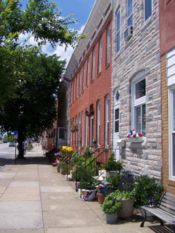 Simple rowhouses like these in Locust Point make up much of Baltimore's housing stock.