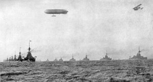 The British Grand Fleet in parallel columns steaming in line astern