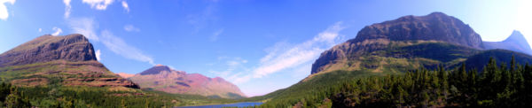 The view from the Red Rock Falls hiking trail near Many Glacier