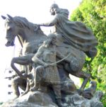 A statue of Saladin "king of Egypt" at the Damascus citadel.