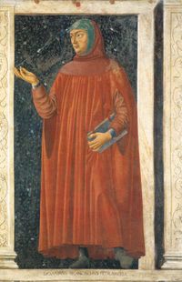 Petrarch, who conceived the idea of a European "Dark Age". From Cycle of Famous Men and Women, Andrea di Bartolo di Bargillac, c.1450