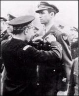 Col. Stewart being awarded the Croix de guerre with palm by Lt. Gen. Henri Valin, Chief of Staff of the French Air Force, for his role in the liberation of France. USAF photo.