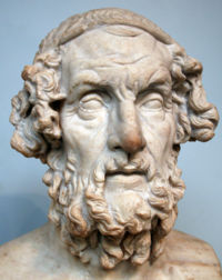 Bust of Homer, one of the earliest European poets, in the British Museum