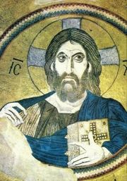 There are many similarities between traditional icons of Jesus and the image on the shroud. This image shows the mosaic "Christ Pantocrator" from the church of Daphne in Athens.