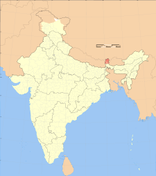 Map of India with the location of Sikkim highlighted.