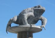 This statue of a crapaud in St. Helier represents the traditional nickname for Jersey people