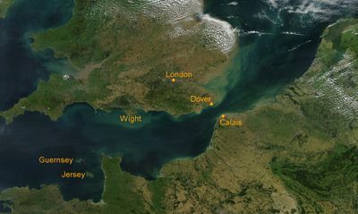 Satellite view of the English Channel