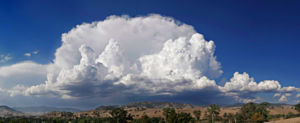 Cumulonimbus capillatus incus floating over Swifts Creek, Victoria in Australia