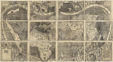 Universalis Cosmographia, Waldseemüller's 1507 world map which was the first to show the Americas separate from Asia