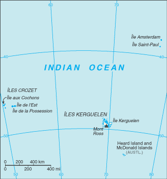 Map of the French Southern and Antarctic Lands