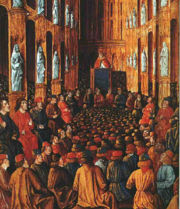 Pope Urban II at the Council of Clermont, where he preached the First Crusade.